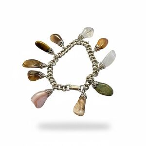 Vintage Gold-Toned Multi-Stone Charm Bracelet